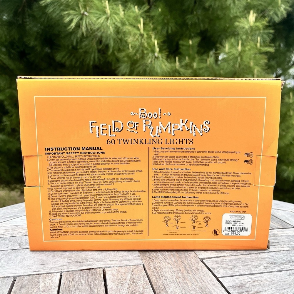 Vintage Restoration Hardware Halloween String Lights 60 Orange Jack-o-Lanterns - Picture 4 of 8